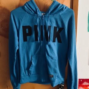 blue zip up